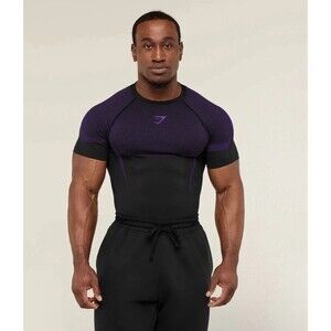 Gymshark Onyx 5.0 Seamless T-Shirt Black/Athletic Onyx Purple Medium In Hand